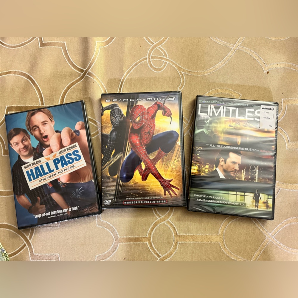 Movies, brand new in original packaging! Superman 3, Hall Pass and Limitless.